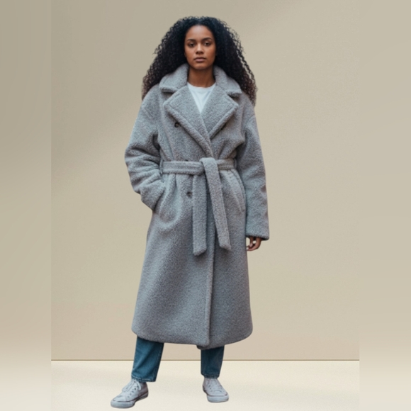 Commense Jackets & Blazers - Women's Gray Belted Teddy Coat By COMMENSE Oversized L